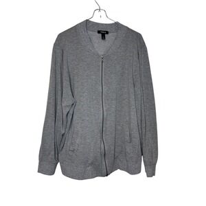 Torrid Women Jacket Bomber Full-Zip Stretch Long Sleeve V-Neck Pocket Gray Sz. 1